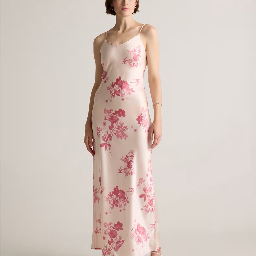 Quince Silk pink floral maxi dress